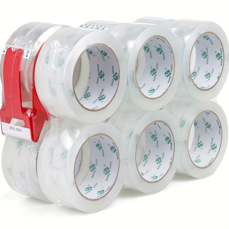 TEMU Heavy Duty Packing Tape 4 Rolls, 60 Yard Roll Carton Sealing Tape And Tape Dispenser Tape For Shipping Packaging Storage