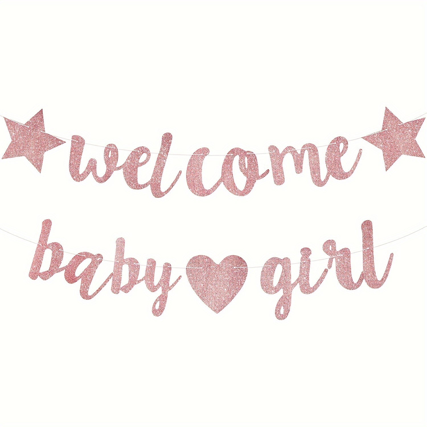 

Glittering Pink "welcome Baby Girl" Banner Set - Paper Banners For Baby Shower And Birthday Celebration, Gender Reveal Party Supplies, Multipurpose Use, No Electricity Needed