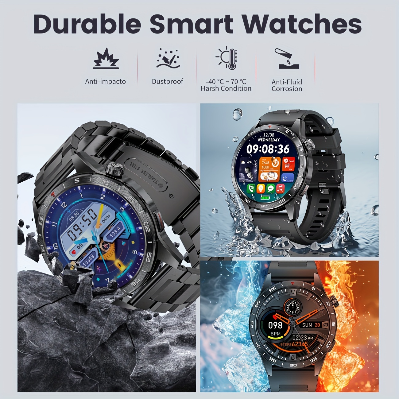 Montre Connectée SIEMORL pour Hommes - Écran AMOLED 1,43 Pouces Toujours Allumé avec Appel sans Fil, 110+ Modes Sportifs, Lecteur de Musique, Suivi d'Activité et Prévision météo – Compatible iPhone & Android