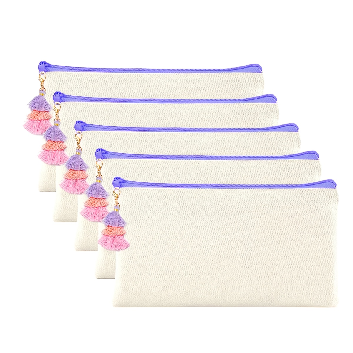 TEMU en toile à pompons colorés multicouches pour elle/lui, pochette de rangement vierge, trousse de maquillage pour cadeaux de fête européens,