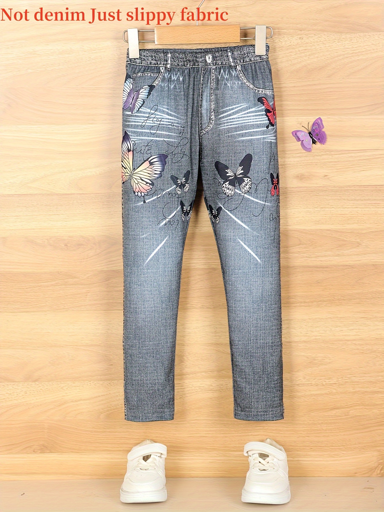 Buy Girls Jeans and Pants with Butterfly Print – Mumkins