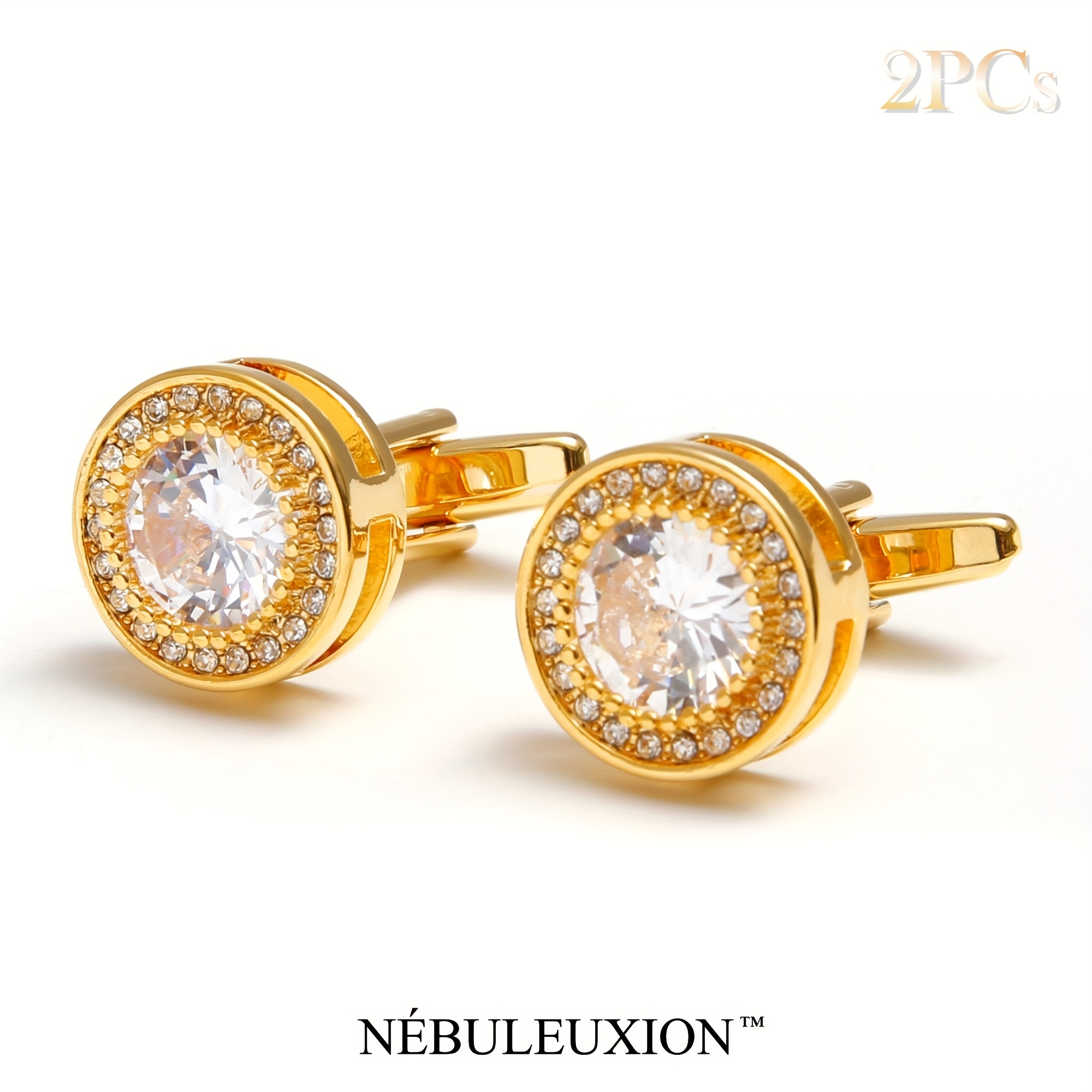 TEMU 2pcs Καλύτερο Πодарό και Γλαύκες Λουξουριά Cufflinks Set με Ρινέστενες και Ζιρκόνια | Γαλλικά Σορτς Cufflinks | Cufflinks για