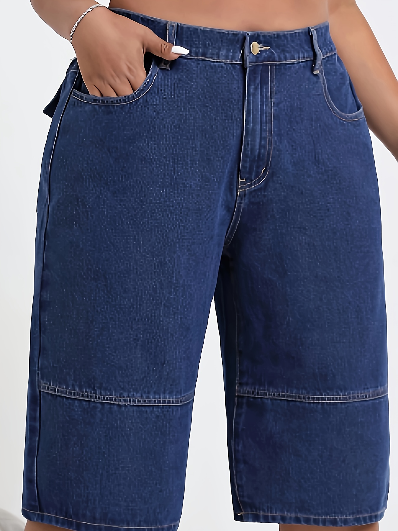 plus size wide leg denim shorts chain detail - Temu Germany