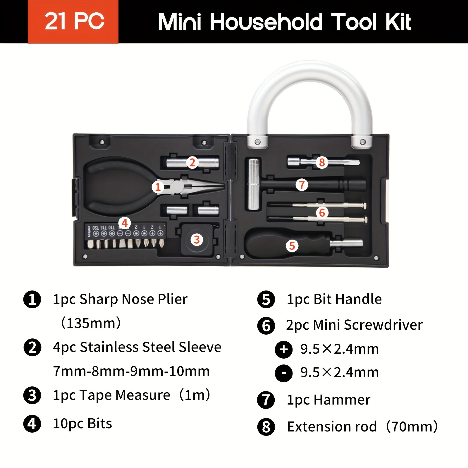 mini multifunctional household tool box for women portable manual repair tool set with screwdrivers sleeve pliers more ideal for diy projects suitable for   office college apartments no electricity required Product details 6