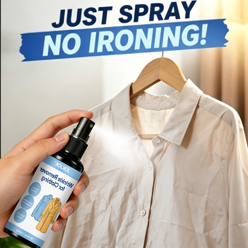 Portable Instant Clothes Wrinkle Remover Spray, Fast Eliminate Creases And Folds, Gentle Fabric Smoothing Mist For Shirts, Coats, Dresses And All Garments, Lightweight Travel Friendly Spray