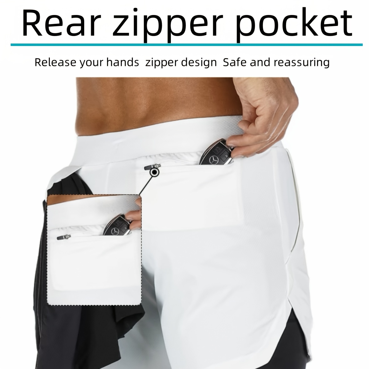calções de fitness respiráveis de 2 camadas para homem - secagem rápida, amigáveis com a pele, cintura com  , calções de treino desportivo de verão com bolso com estampa de  , confortáveis para correr e ginásio, calções de ginásio | calções com estampa de   | tecido de secagem rápida detalhes 5