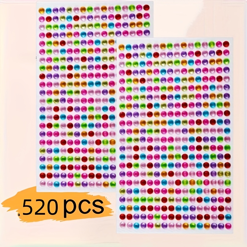 TEMU Adesivi con Strass Scintillanti 520, 6mm/0,24 Pollici Autoadesivi Multicolore. Adatti per Fai da Te, Nail Art, Decorazione e Corpo. Adesivi con