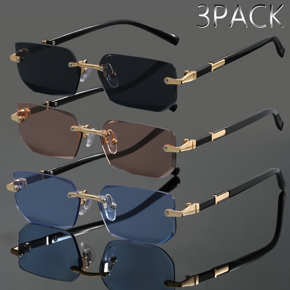 Image of 3-pack Unisex Vintage Metal Classic Trendy Stylish Sunglasses, Suitable For Graduation Season, , Party Gatherings, And Christmas Gifts