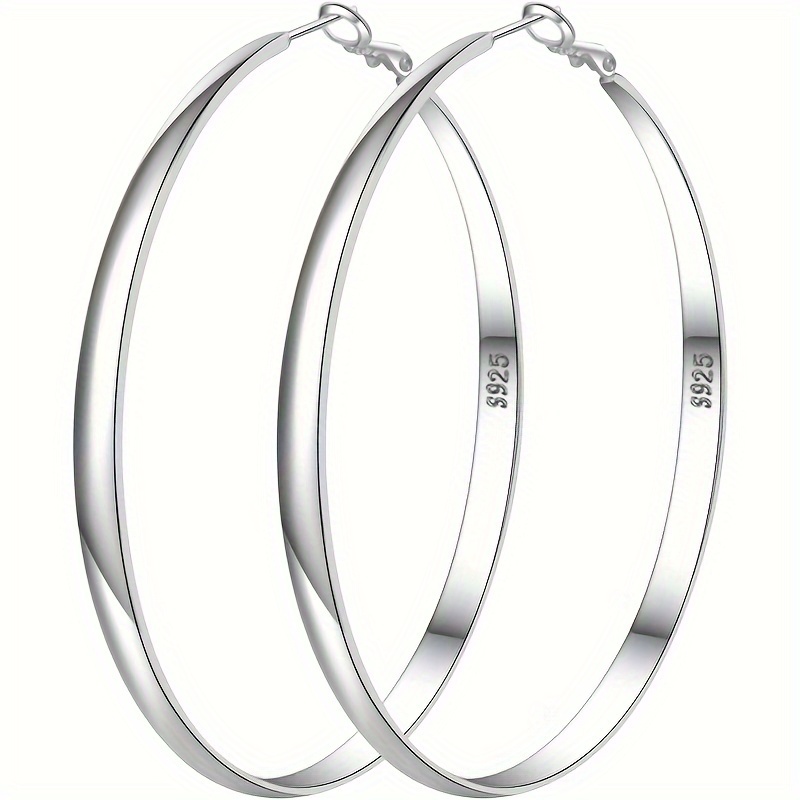 

925 Sterling Silver Hoop Earrings For Women Hypoallergenic Thin Oversize Earrings For Daily Wear