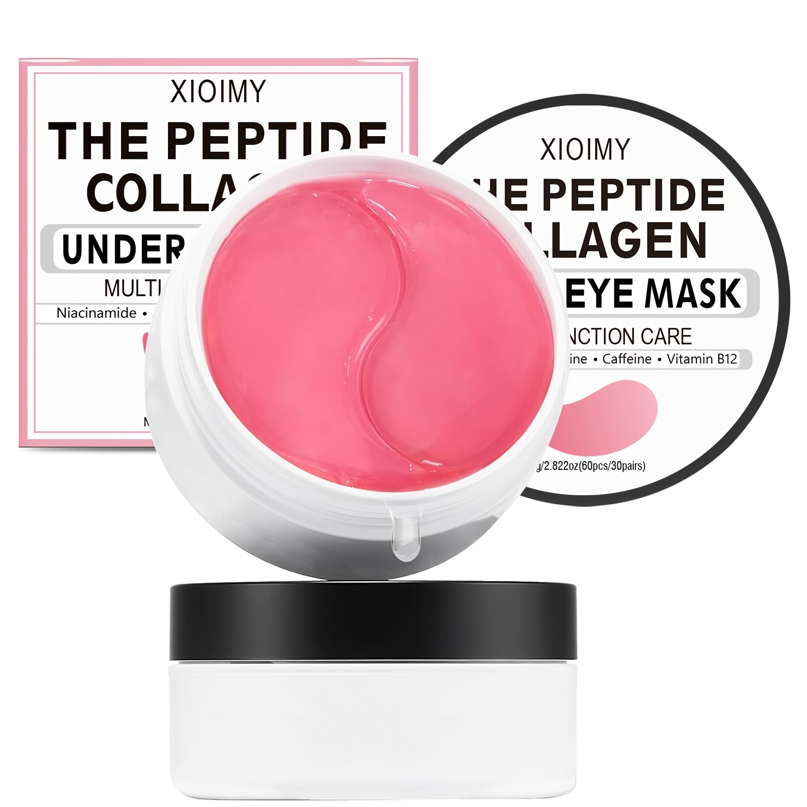 Image of 60pcs Collagen And Peptide Eye Masks, Powerful Moisturizing, Skin Radiance, Ingredients Such As Niacinamide, , And Vitamin B12 To Care For The Skin, Instantly Lifting Eye Skin, Suitable For Types