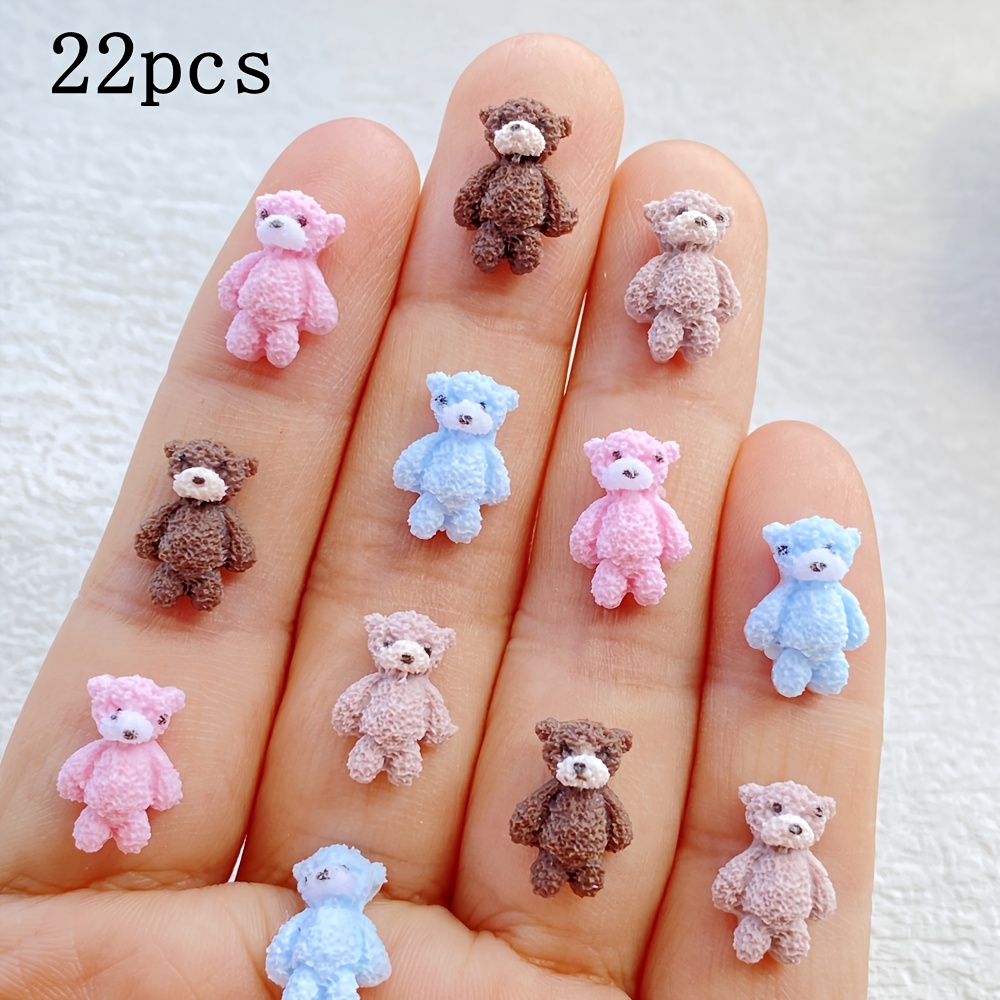 TEMU 22/38/56/78/96pcs Cute Mini Soft Bear Flat Back Nail Accessories, Resin Accessories, Making, Ideal Gifts For Valentine's Day, Christmas,