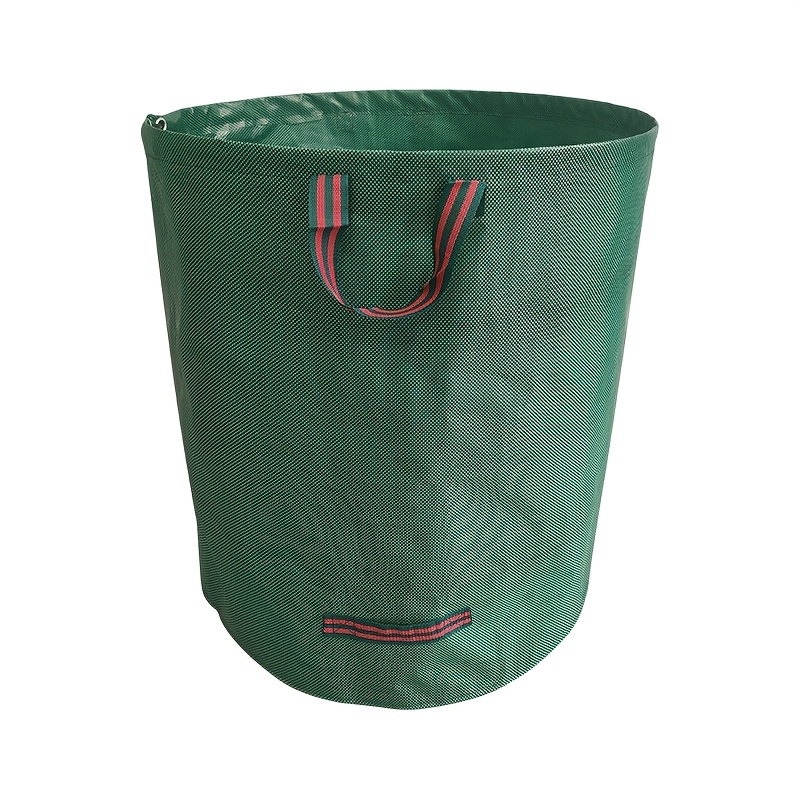E-shop Wiederverwendbare Gartensacke mit Griffen - Robuster PP-Material für Rasenabschnitte, Blätter und Pflanzen - Grün mit roter Stickerei, für