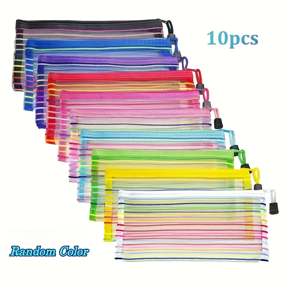 TEMU Lot de 10/20 pochettes multifonctionnelles en de nylon avec fermeture éclair pour voyage et organisation de bureau, trousse à crayons, rangement