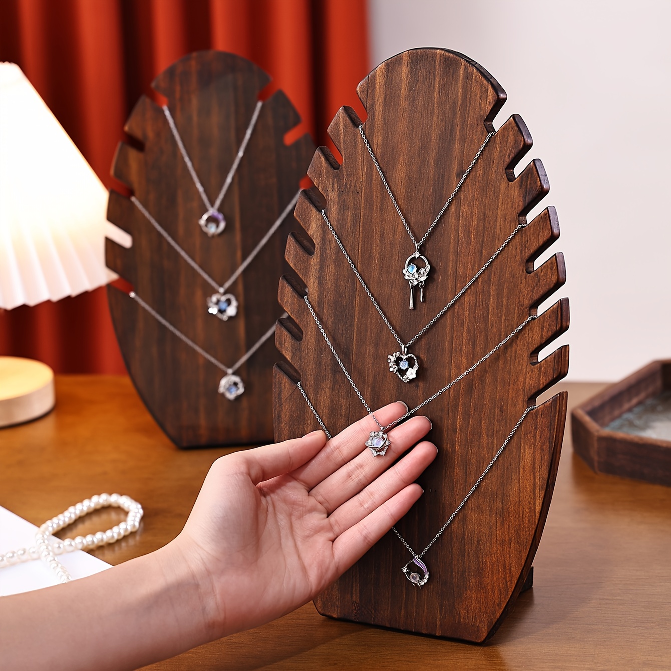 Solid Wood Jewelry Display Stand for Necklaces, Bracelets & Pendants
