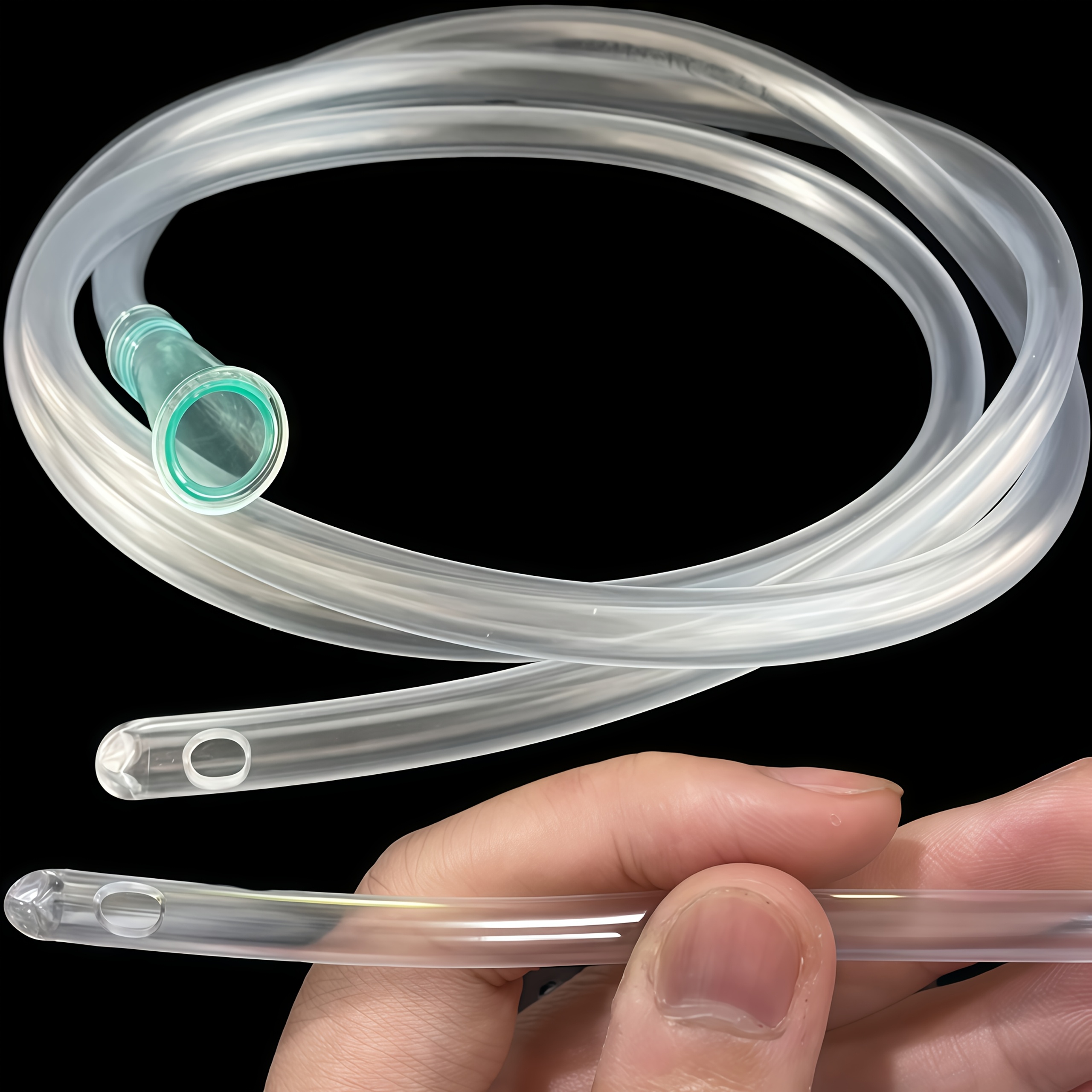 39.37inch Long Green Head Tube, Transparent Soft Hose, Compatible with Various Wide-Gauge Syringes, Suitable for Liquid Transfer, Plant Watering, Anal Cleansing, Convenient for Extracting Dead-Angle Residues