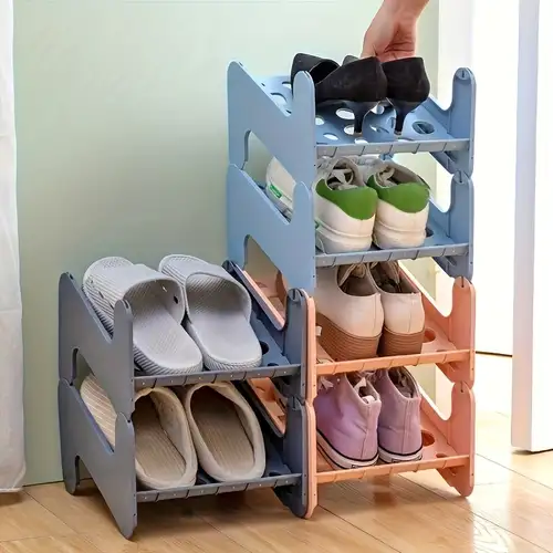 1 scaffale per scarpe a doppio strato, regolabile in plastica integrato,  semplice e salvaspazio, organizer per scarpe per la casa - Temu Italy