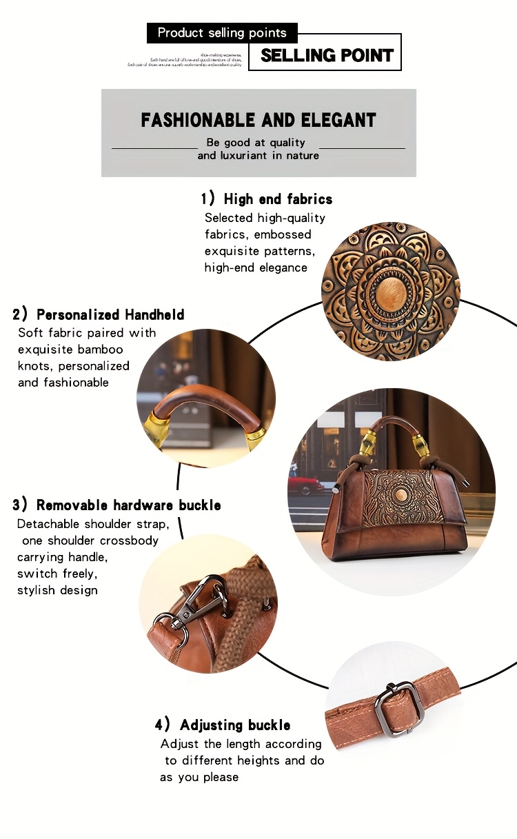 Red Vintage Sunflower Carved Bag detail of texture and finish