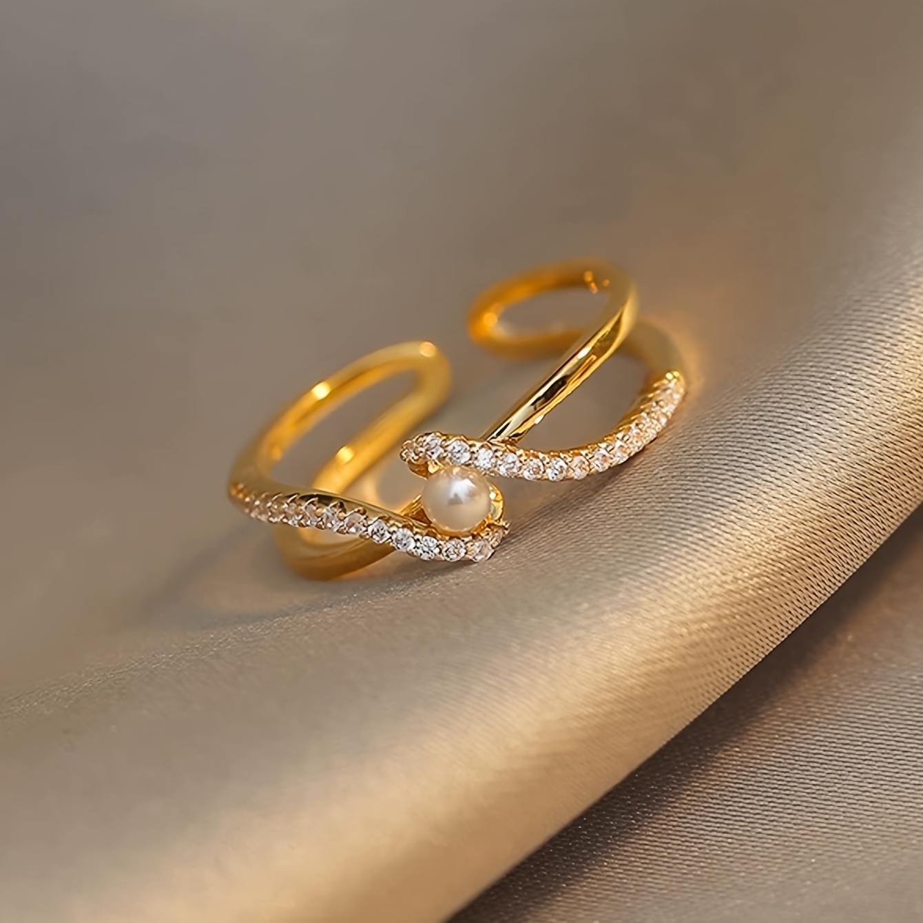 TEMU A Simple, Exquisite, And Elegant Single-piece Open- With A Geometric Cross Design, Featuring Artificial Synthetic Zirconia And Inlays. Suitable