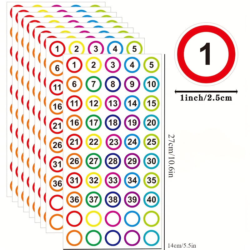 Image of Stickers With Numbers From 1 To 40, Measuring Cm, Ideal For Labeling, In Colors, Perfect For Inventory, And Easily . Suitable For Use In Classrooms, Offices, , Indoors, And On Boxes