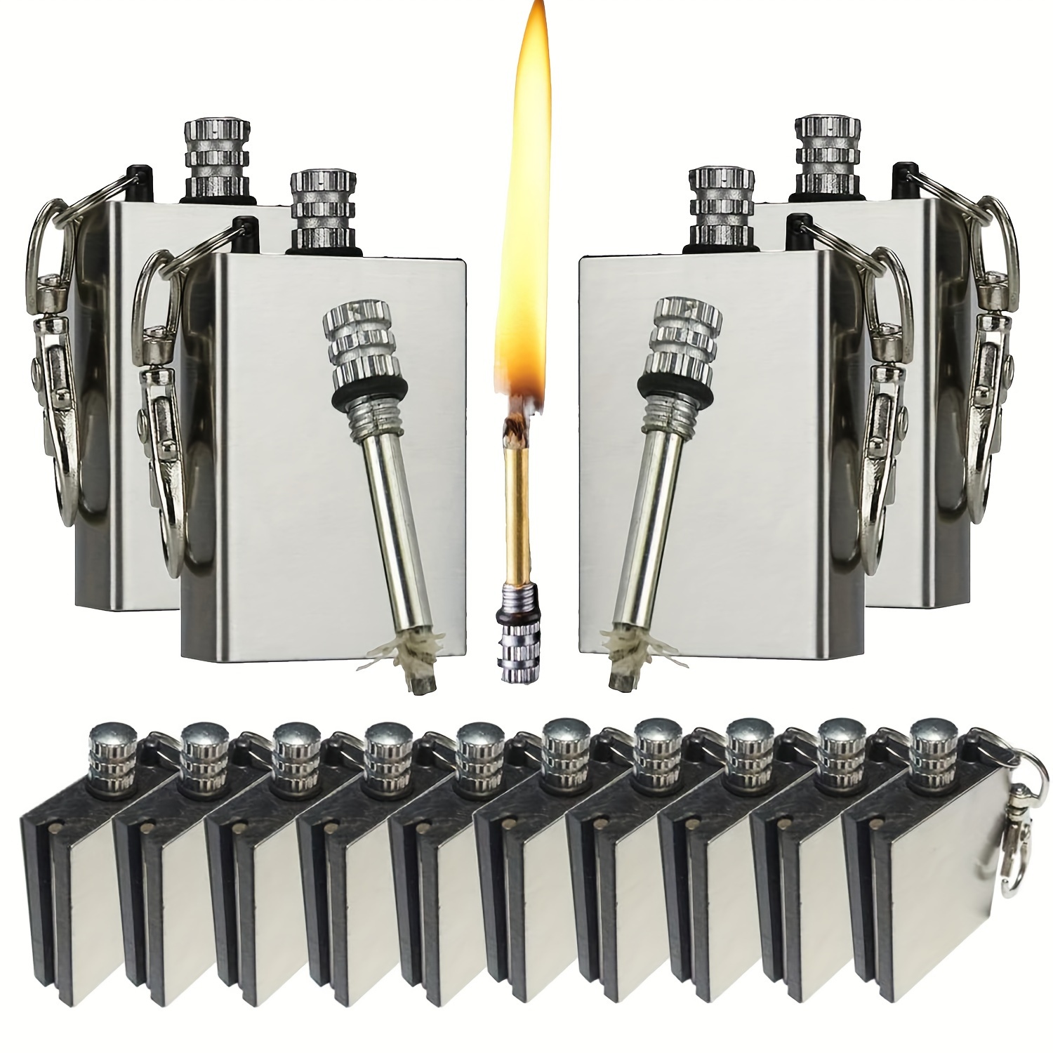 

15pcs/ Set Emergency Survival Camping Fire Matches, Permanent Lighters, Flint Metal Matches, Waterproof Portable Keychain Permanent Matches, Are Waterproof Tools For Camping, Survival And Emergency