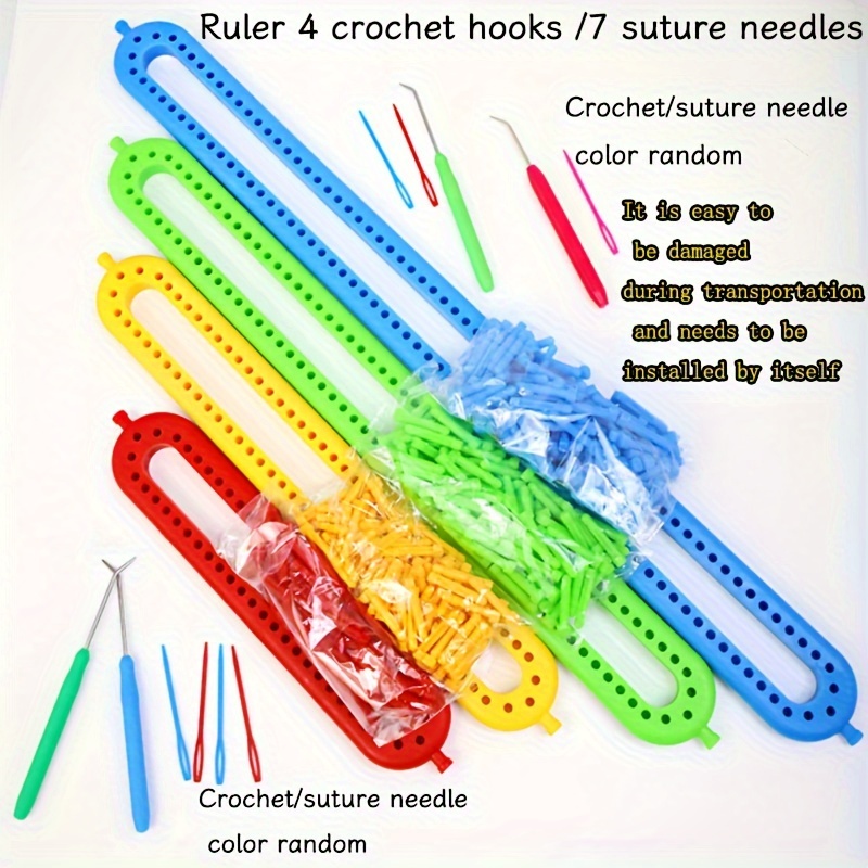 4pcs Round Thick Line Weavers Rectangular Fine Line Thick Line Weavers Plastic Scarf Weaving Tools Random Scarf Hat Blanket Yarn Weaving Tools Weaving Handmade Self-made Gift Friend Scarf Tool Set