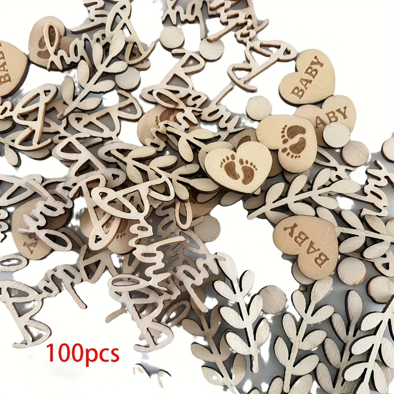 Image of 100pcs Rustic Wooden Party Decorations, Gender Reveal And Event Table Decor, Seasonal Spring, Summer, Fall, Winter, Featherless, Wooden Party Decorations