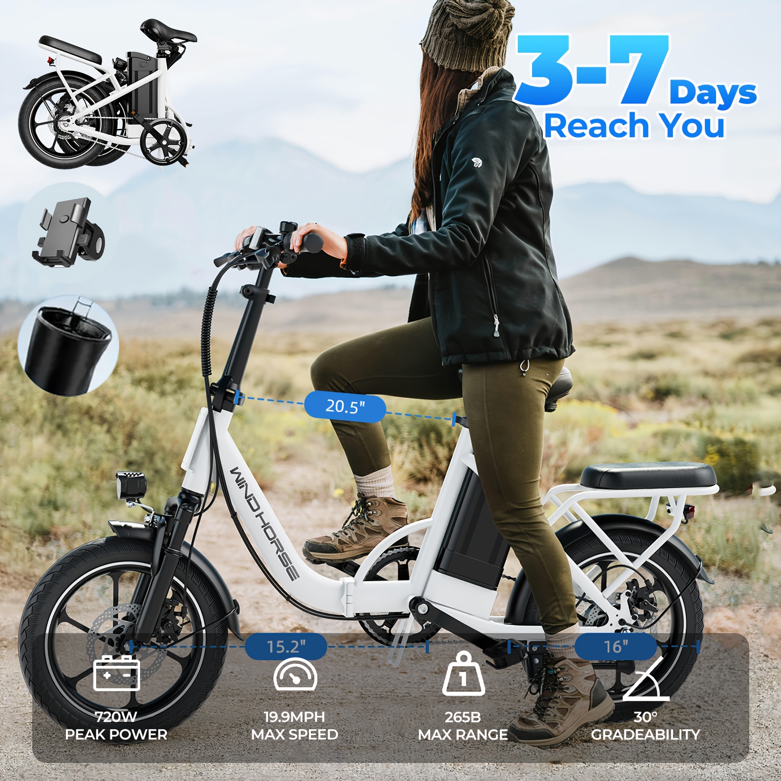 Folding Bike Commuter, 16 In 7 Speed Folding Bike City Aluminum, Disc Brake,Mini Compact Bike Bicycle Urban Commuters For Adult Teens