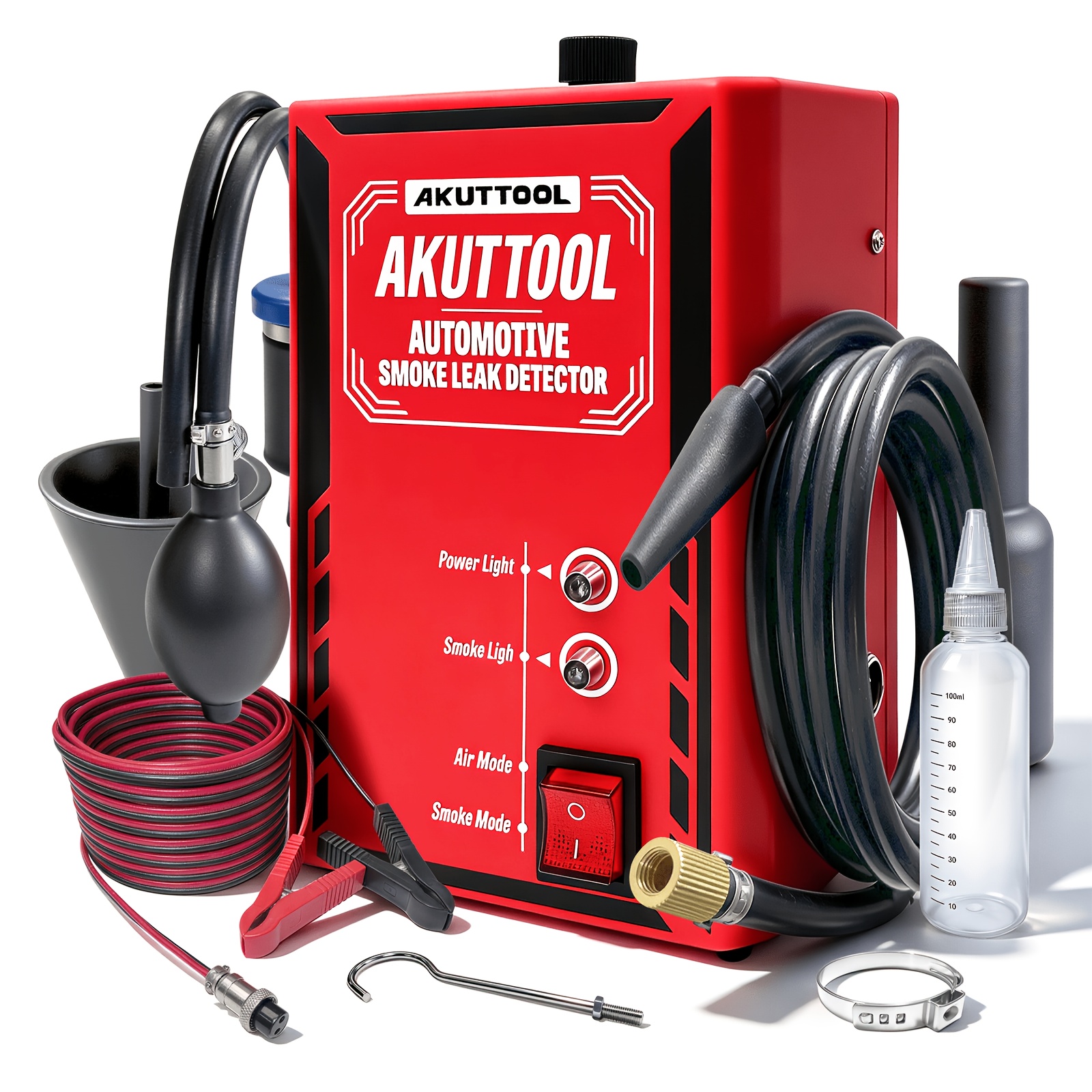 TEMU Kuntech Automotive Smoke Leak Detector, Dual Air & Smoke Mode Evap Vacuum Fuel Line Leak Tester, 12v Portable Vehicle Smoke Diagnostic Kit With