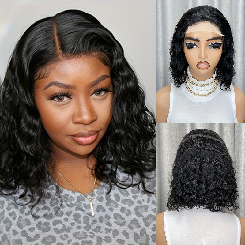 4x4 Lace Front Hair Wig Shoulder Length Water Wave Wig 12 Inch Curly Waves Hair Wig & Cosplay & Parties & Music Festival & Halloween & Christmas Party Wig & Black Friday