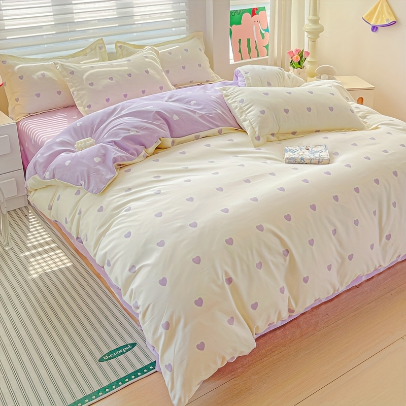 TEMU 4pcs Set (1*quilt Cover + 1*bed Sheet + 2*pillowcases, Quilt Core Not Included) Printed Bedding Set, Soft And Comfortable, Suitable For ,