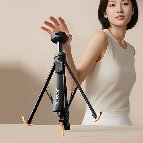 magnetic phone tripod mt85 auto open tripod with 4 leg 60 selfie stick extendable phone stand for content creation vlog compatible with iphone 17 16 15 14 13 12 adjustable height portable gimbal head