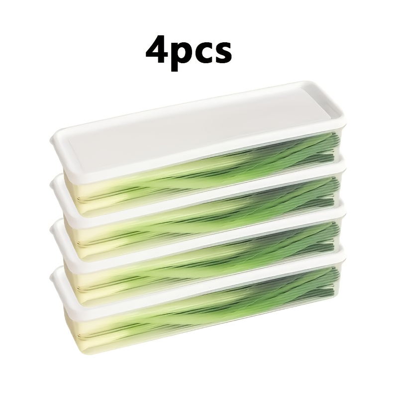 TEMU 4pcs Rectangular Refrigerator Storage Boxes, Food Containers With Bpa-free Lids, Fridge Containers For Food Storage, Kitchen Storage Containers,