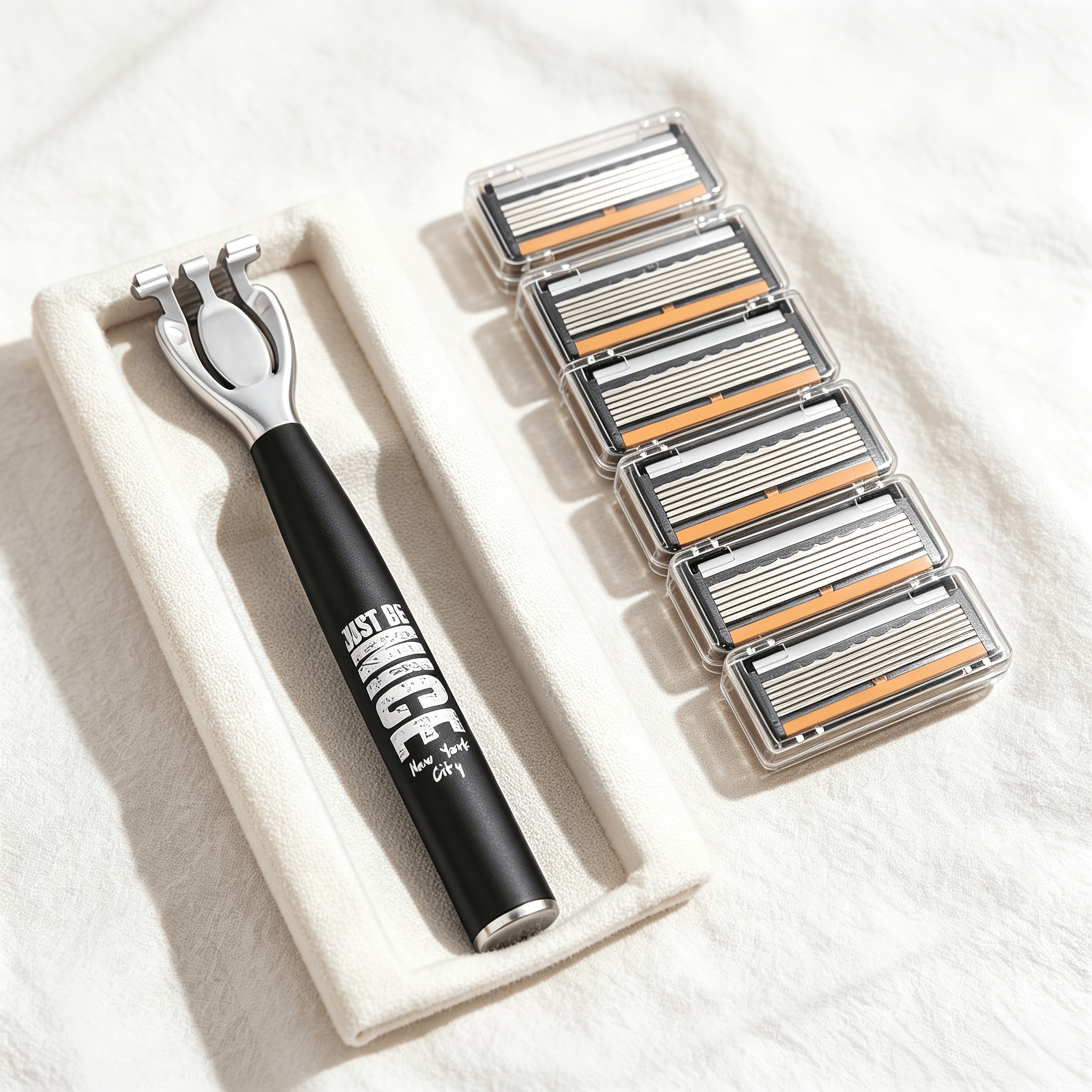TEMU Kit de Afeitado Manual de Seguridad para Hombre (Paquete Económico), con Cuchillas de Acero Inoxidable de 6 Capas y Tira Lubricante de Aloe |