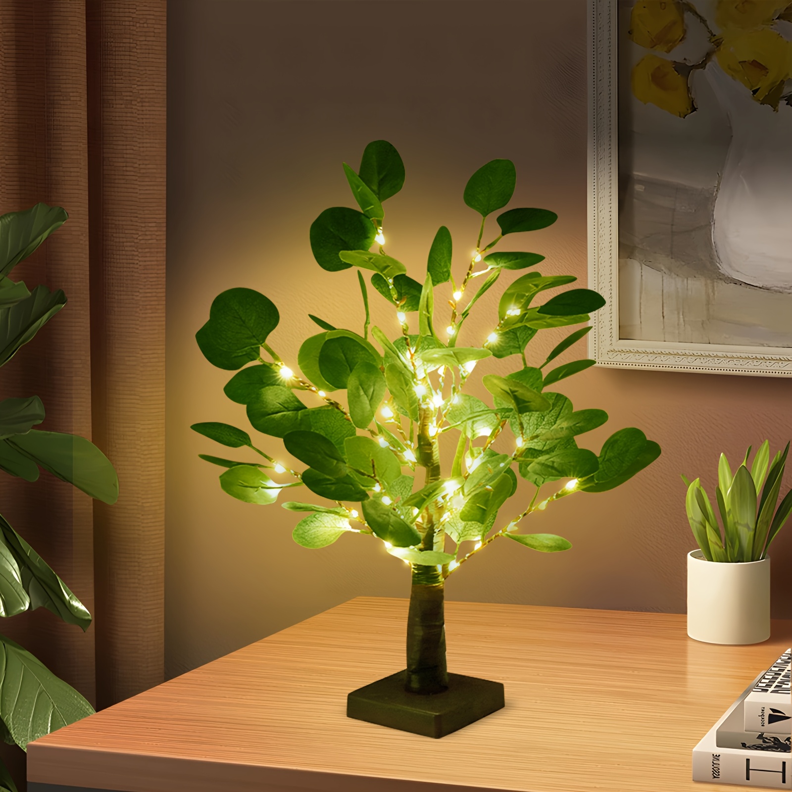 *. Verzauberter Eukalyptusbaum-Licht  Zweifach-Stromversorgung  USB/Batterie Feenlampe, knstliche Pflanzenbeleuchtung mit warmweiem  Schimmer, dekorative Bonsai-Baumlampe * fr Schlafzimmer & ...