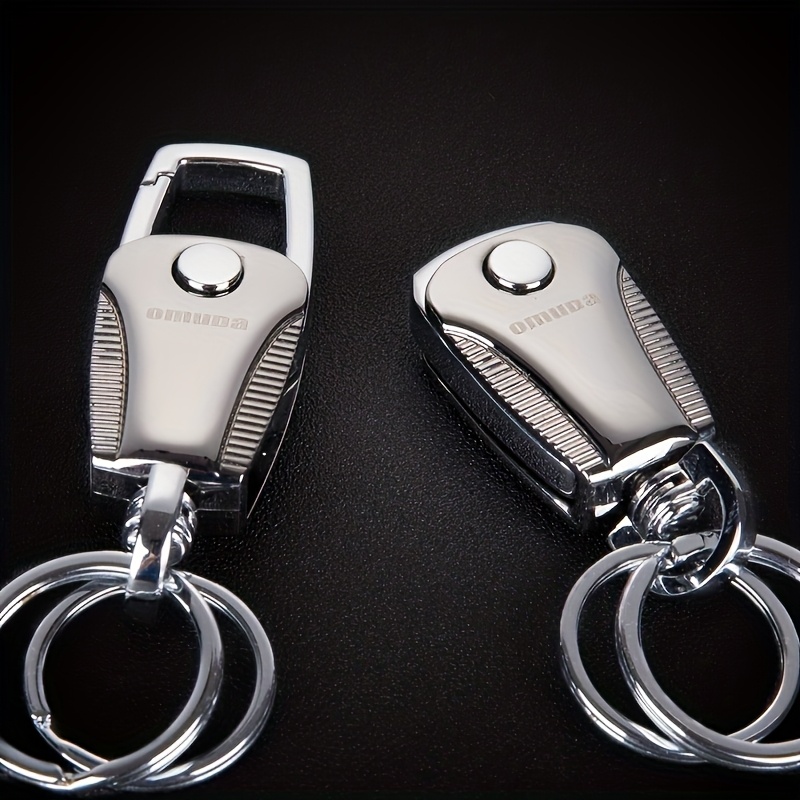 A Customizable Stainless Steel Snap Hook Keychain with Engraved Logo, Featuring Polyester Fiber, a Durable Unisex Key Ring with a Foldable Design, a Waist-hanging Car Key Holder Accessory with Self-Defined Text