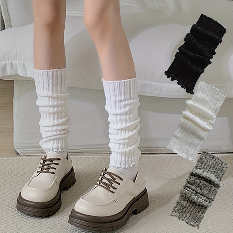 

1/3 Pairs Solid Knit Leg Warmers For Fall & Winter, Warm Trendy Comfy & Breathable Socks, Women's Stockings & Hosiery