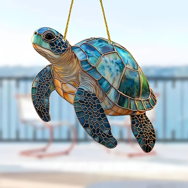 

1pc Ocean-inspired Acrylic Sea - Stained Glass Effect, 7.48" Pvc Animal Theme Hanging Ornament For Home & Garden Decor, New Year Gift Idea