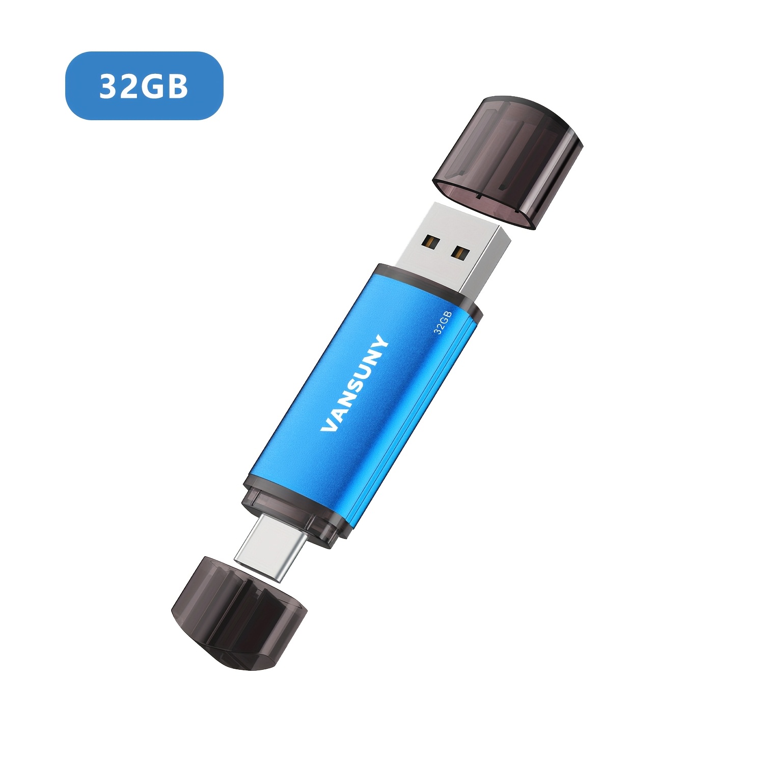 VANSUNY 32GB/64GB/128GB USB C Pogon USB 2.0 Kovinsko ohišje Pogon Tip C + USB A Prenosni Tip-C Pogon 2-v-1 USB-C Pogon za pametni telefon,