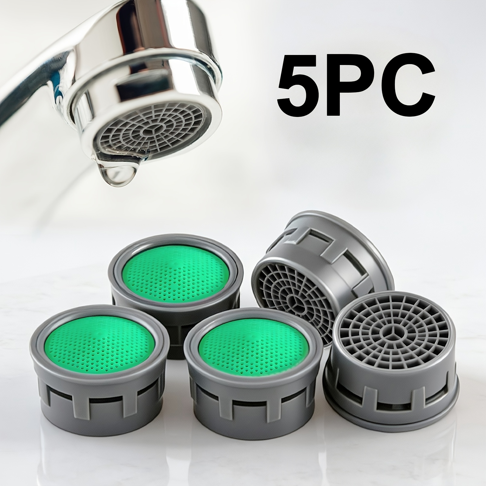5-pack Water Aerator, Porcelain Bathroom Faucet Bubbler Spout Net, Plastic, For Universal Use, No Power Required, Water Purification Filter For Faucets