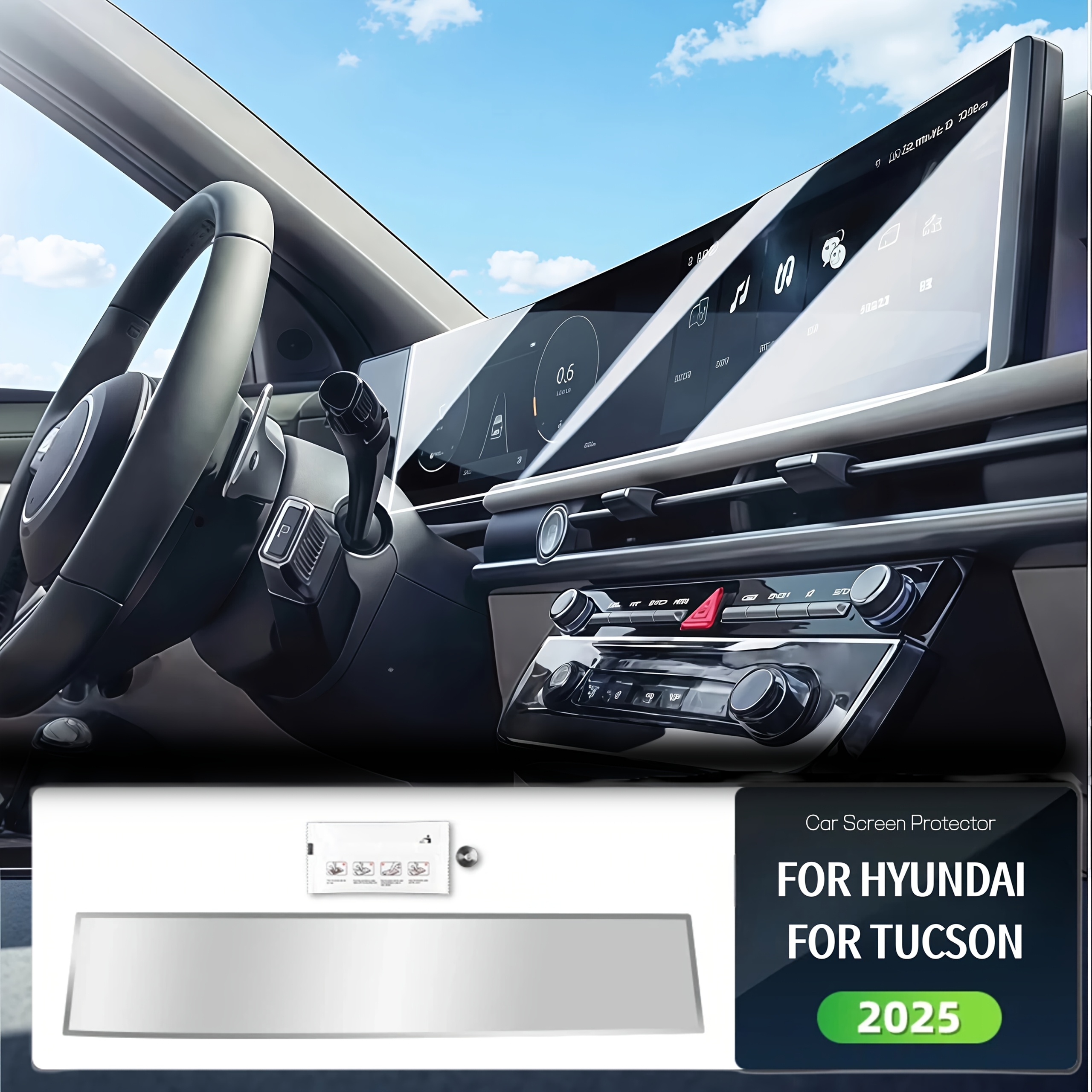 E-shop (1 Stück) für Hyundai Tucson 2025 - Navigations- & Instrumenten- Bildschirmschutz (Fahrerseite links), Flexible Folie perfekte Passform, HD klar