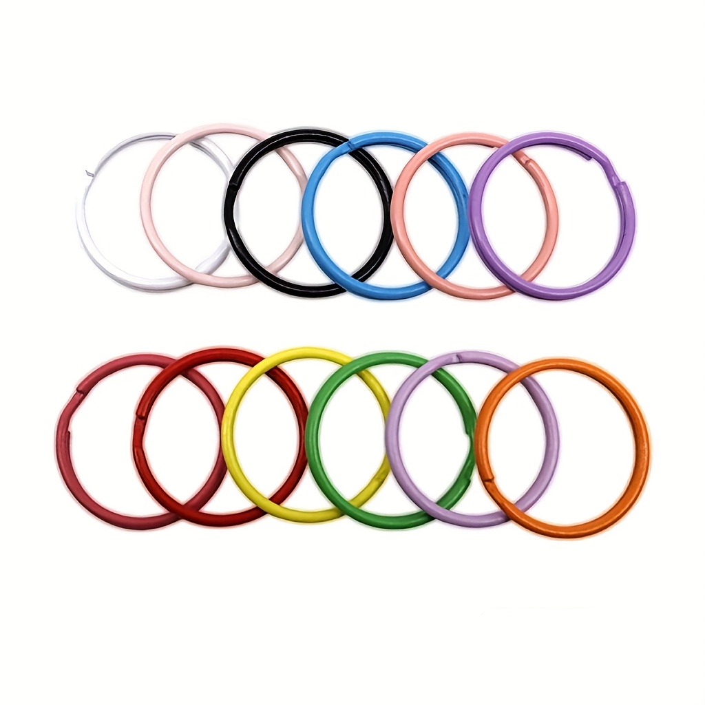 Image of 38pcs Assorted Random Color Halo Keyring Split Rings, Outdoor Hook Loops, 25mm/1 Inch Round Keychains For Key Organization And Decoration