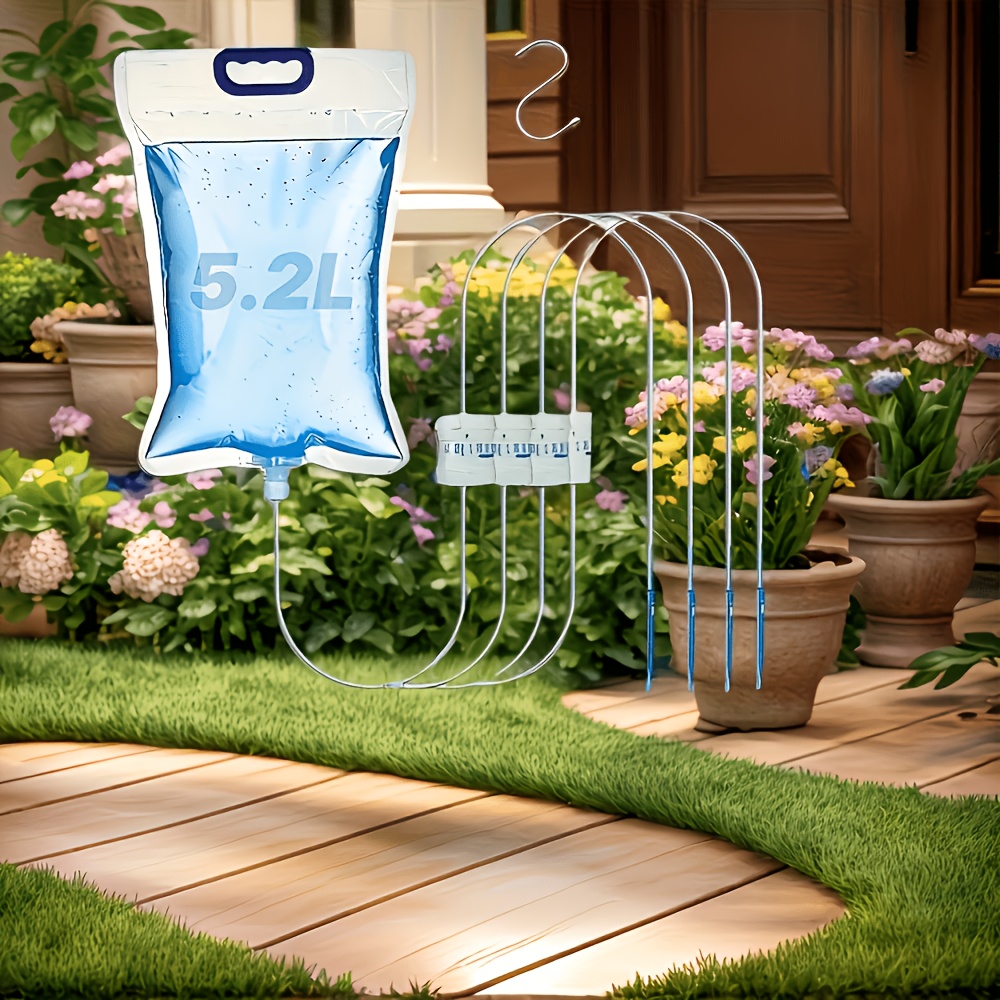Image of Plant Drip Irrigation Kit 520/650ml Water-retaining Bags With Support Rods Plant Waterers Self-watering Spikes Automatic Watering System For Indoor Outdoor Potted Plants
