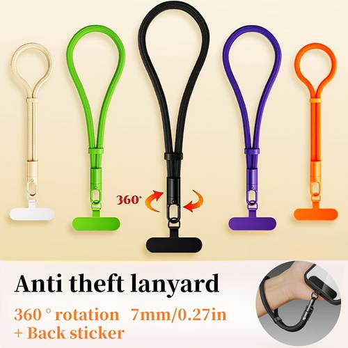 1pc premium anti theft mobile phone lanyard 360 rotatable with adjustable self locking durable versatile multiple colors mobile phone security rotatable lanyard durable strap lanyards for phones