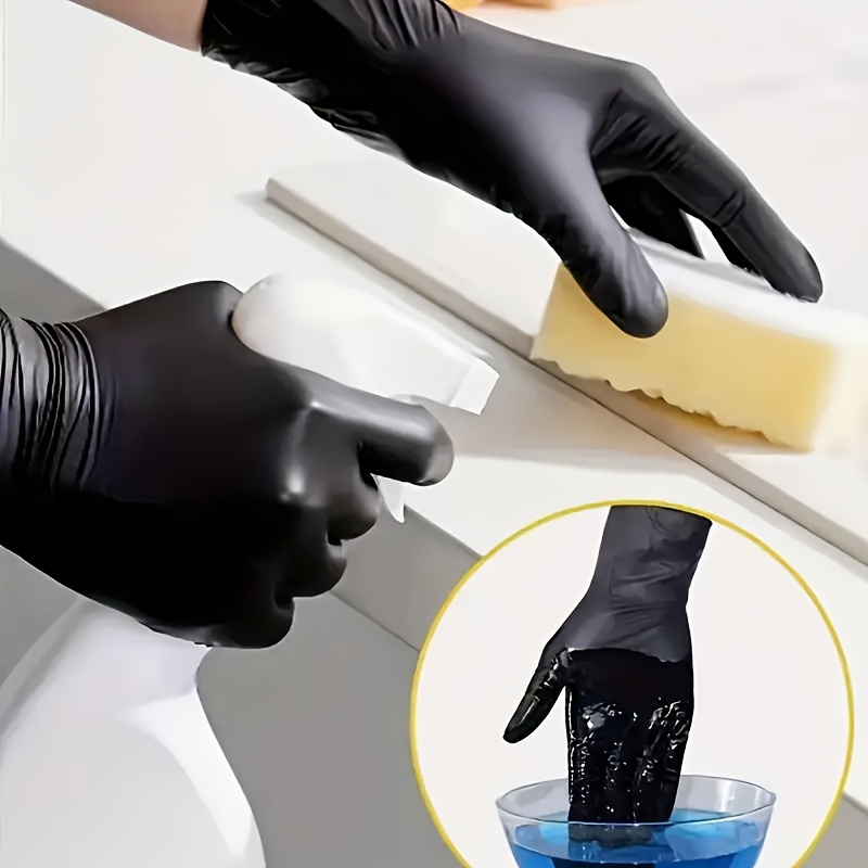 Black Disposable Nitrile Gloves, Latex Free and Powder Free Design, Lightweight, Suitable for Home Cleaning, Hairdressing, Hair Dyeing, Pet Home Kitchen Beauty and Cleaning, Available in Multiple Sizes (S/M/L/XL)