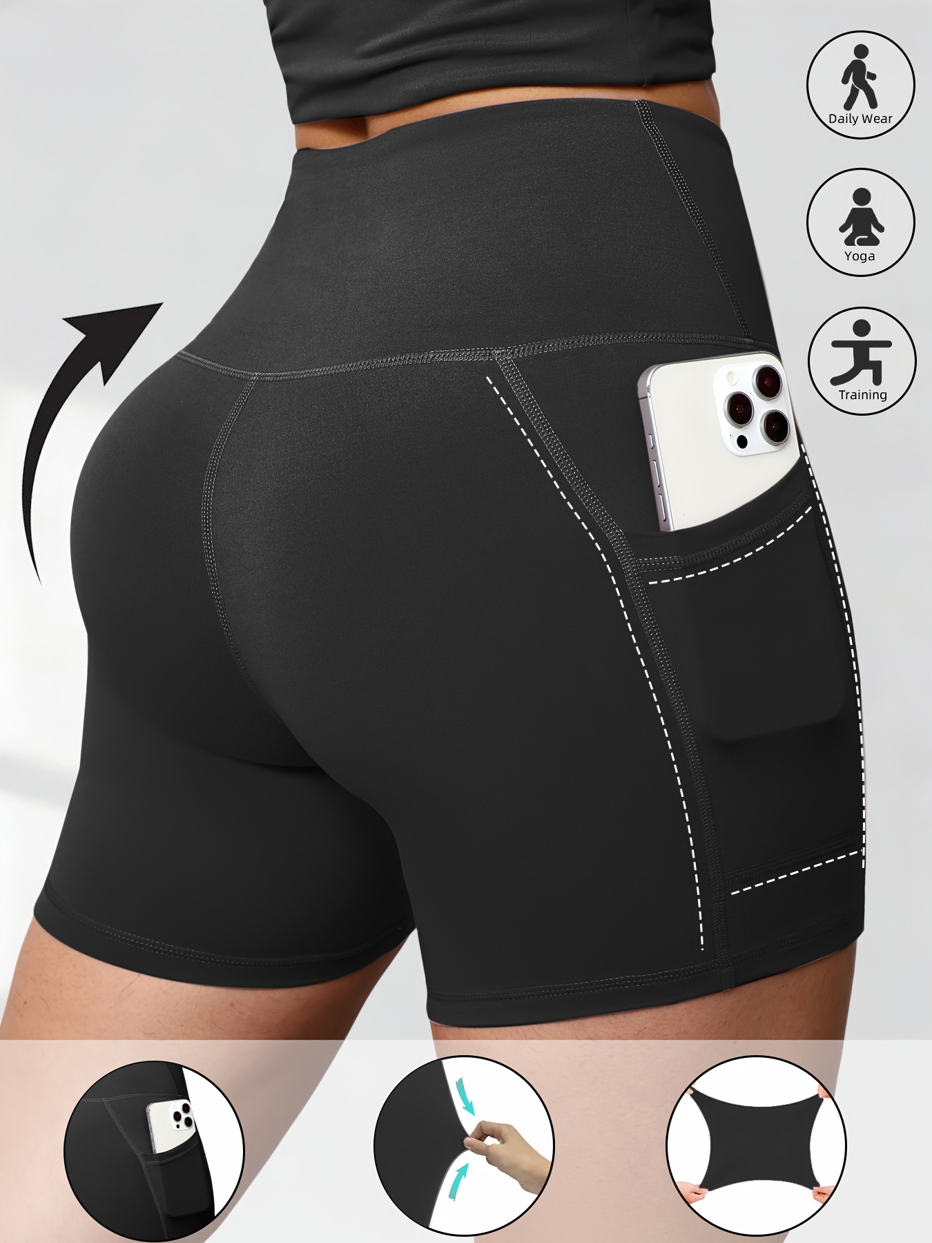 high waisted shorts for women featuring pockets form fitting shorts designed to enhance the   with a pocket for your phone