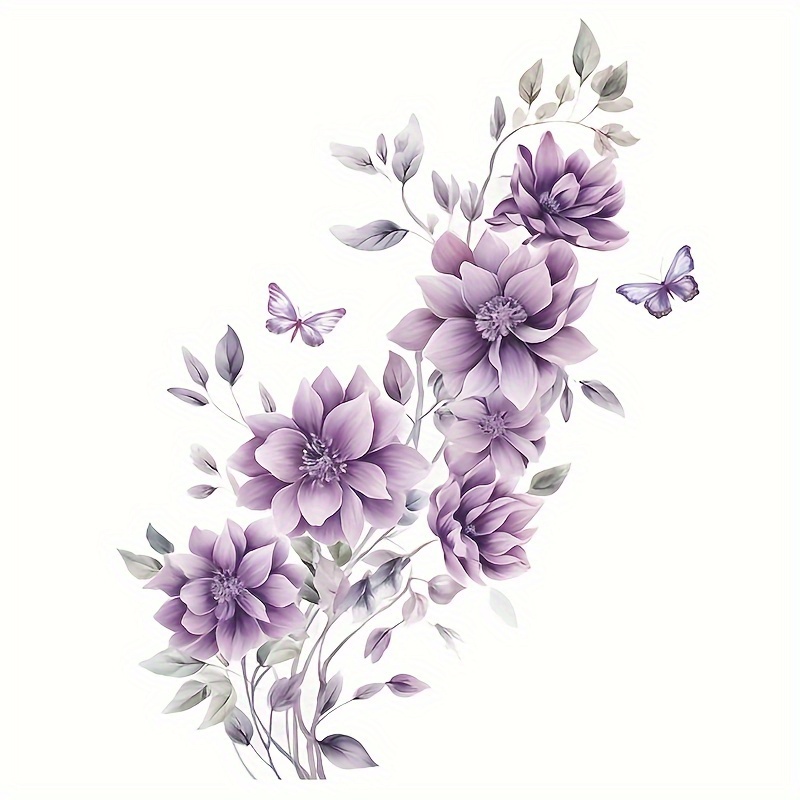 Image of 1pc Living Room Decoration Flower Wall Stickers, Flower Wall Stickers, Wall Stickers, Self-adhesive Decorative Removable Stickers 35 X 60cm/23.6in