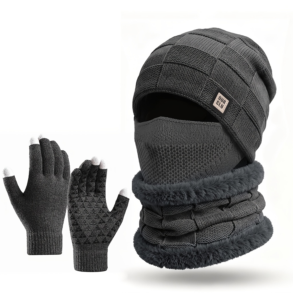 Winter Plush Lined Ear-Covering Hat Set Unisex