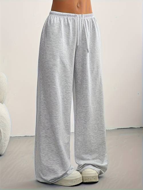 solid color wide leg athletic pants elastic waist drawstring gym sweatpants loose fit casual trousers for yoga wear machine washable solid color