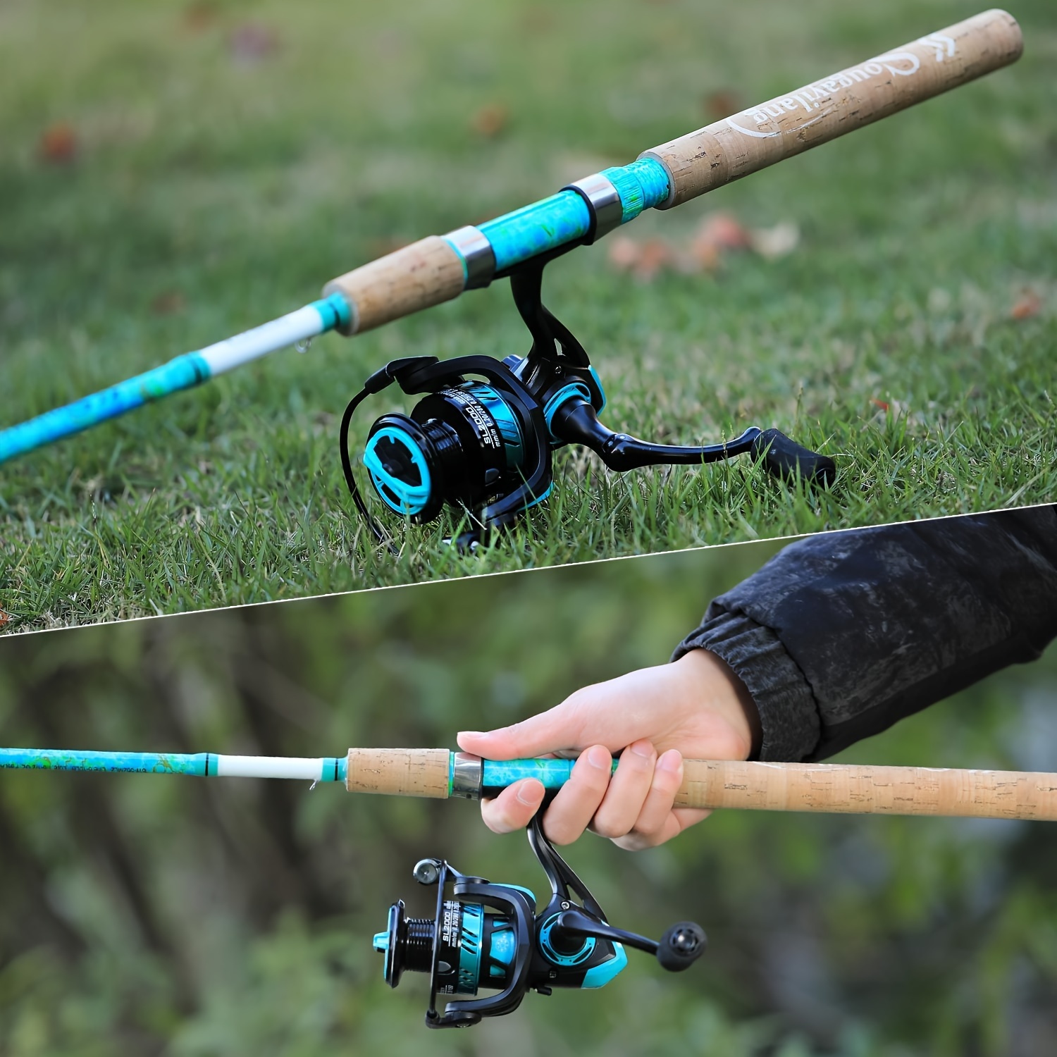 [Fishing Rod And Reel Combo] Sougayilang Fishing Rod and Reel Combo, 2-Section ML Adjustable Carbon Fiber Pole, 11+1BB Spinning Wheel, Ambidextrous, Fast Action, with Fishing Line, Lures, and Accessories for Saltwater and Freshwater