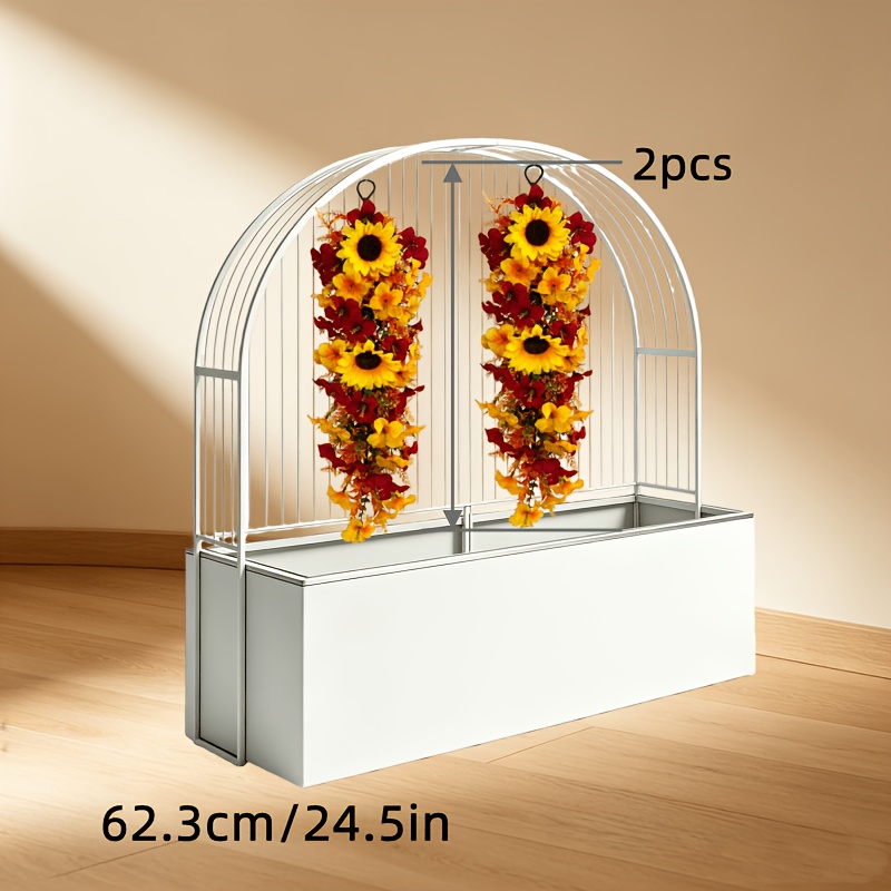 TEMU 2pcs Set - Large Artificial Sunflower Autumn Style Combination With Wall Hanging, Beautiful Vine Suitable For Autumn Outdoor And Indoor Holiday